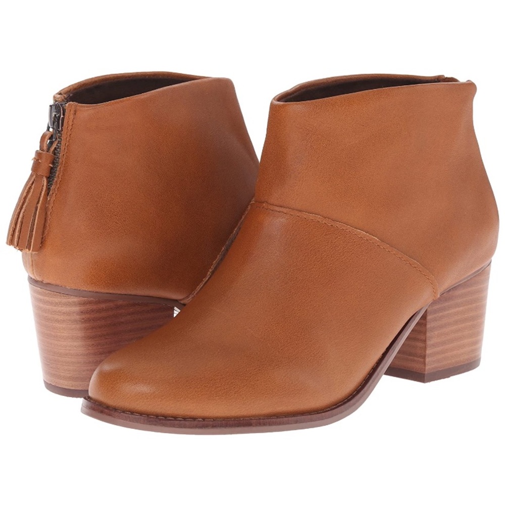 Toms Leila Ankle Booties Warm Tan Leather Boot